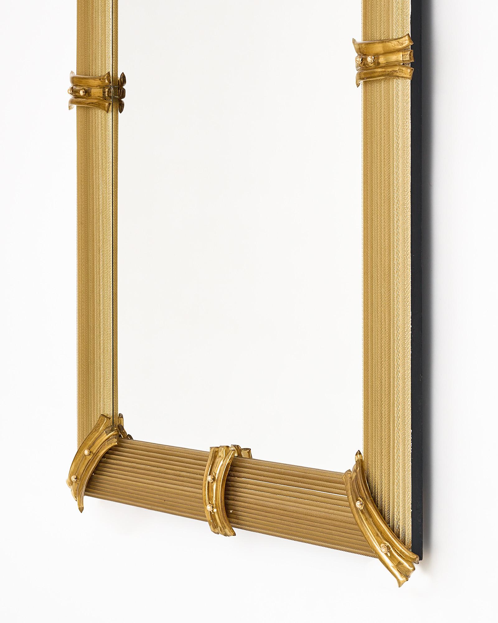 Venetian Murano Glass Gold “Rigadin” Mirror For Sale 2