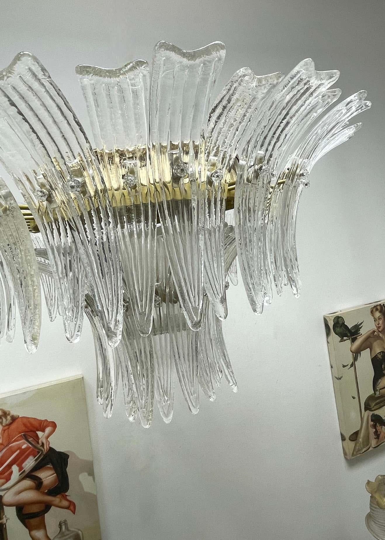 Palmette-Kronleuchter aus venezianischem Muranoglas von Barovier Toso, Einbaubeleuchtung im Angebot 3