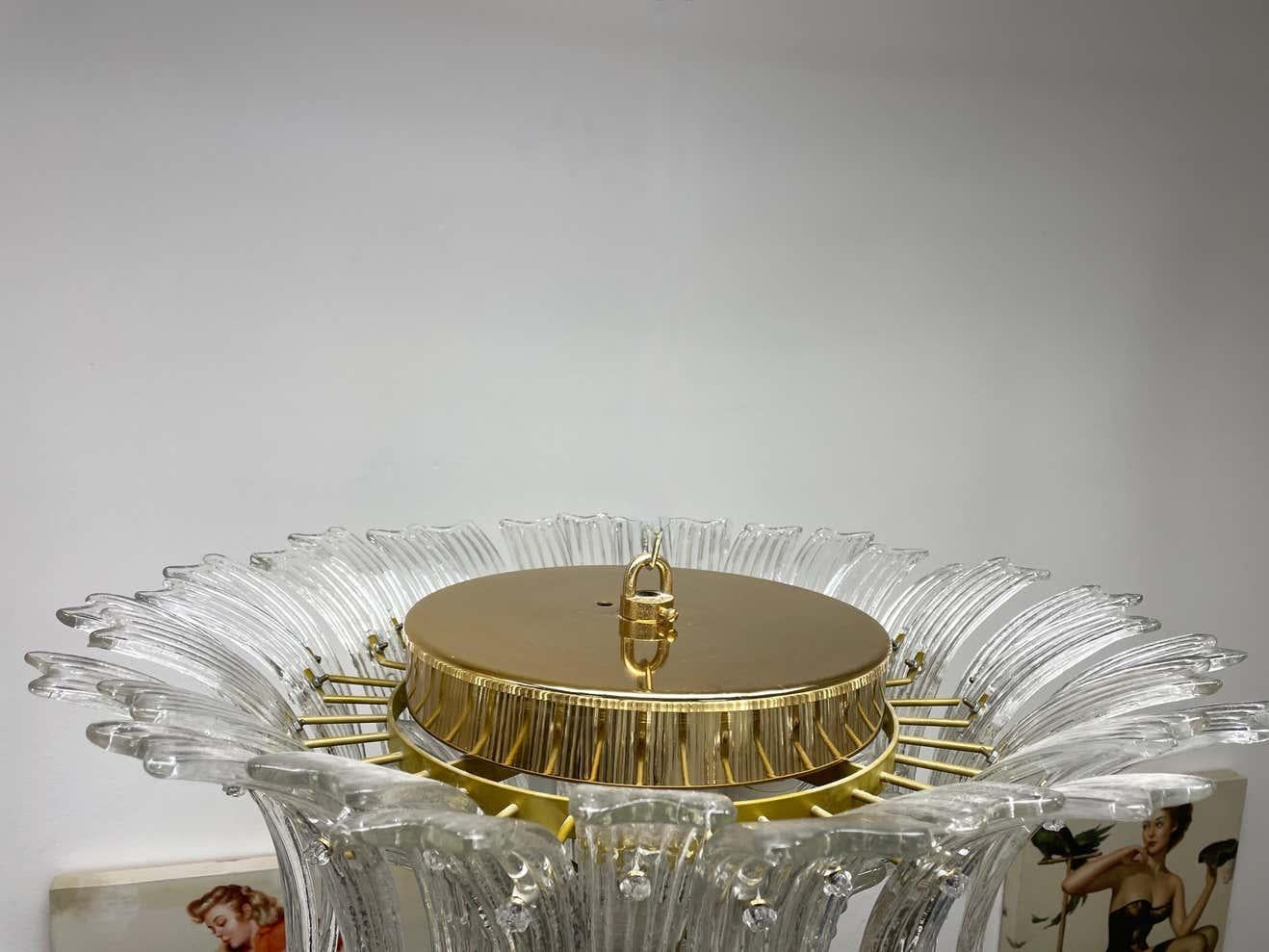 Palmette-Kronleuchter aus venezianischem Muranoglas von Barovier Toso, Einbaubeleuchtung im Angebot 5