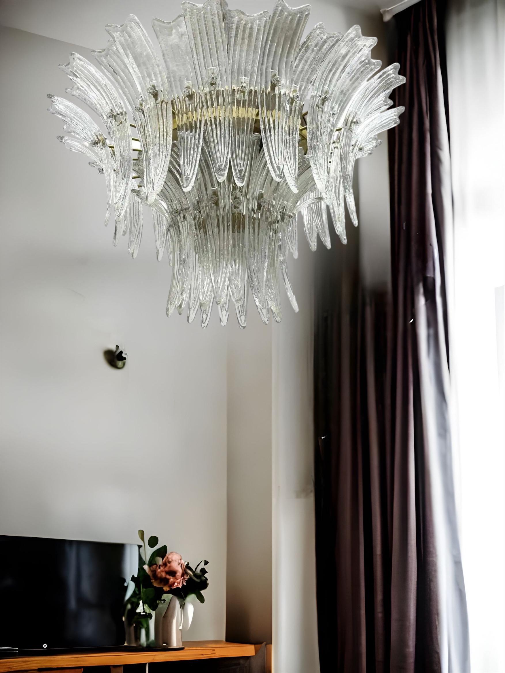 Palmette-Kronleuchter aus venezianischem Muranoglas von Barovier Toso, Einbaubeleuchtung (Moderne) im Angebot