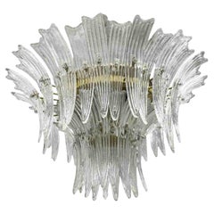 Venetian Murano Glass Palmette Chandelier Flush Mount, Italy