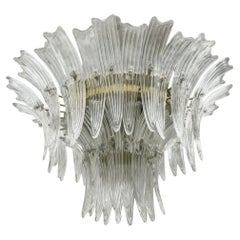 Venetian Murano Glass Palmette Chandelier Flush Mount Venice Italy 1970s