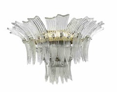 Venetian Murano Glass Palmette Palm Chandelier Flush Mount, Italy