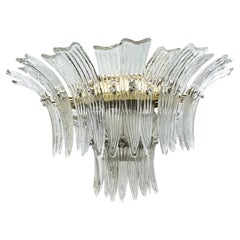 Venetian Murano Glass Palmette Palm Chandelier Flush Mount, Italy