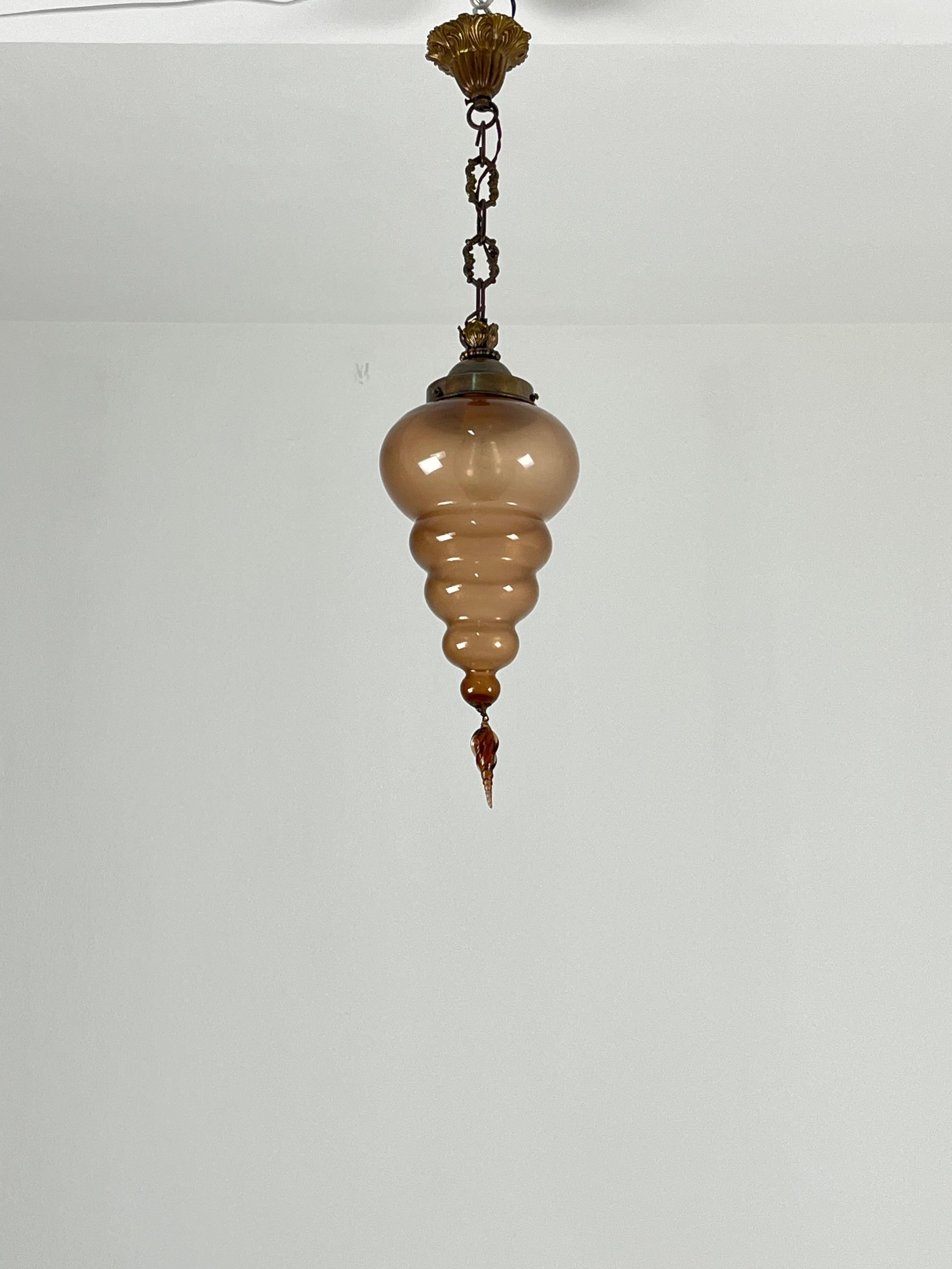 Lampada a sospensione in vetro di Murano, anni '40 In condizioni buone in vendita a Palermo, IT