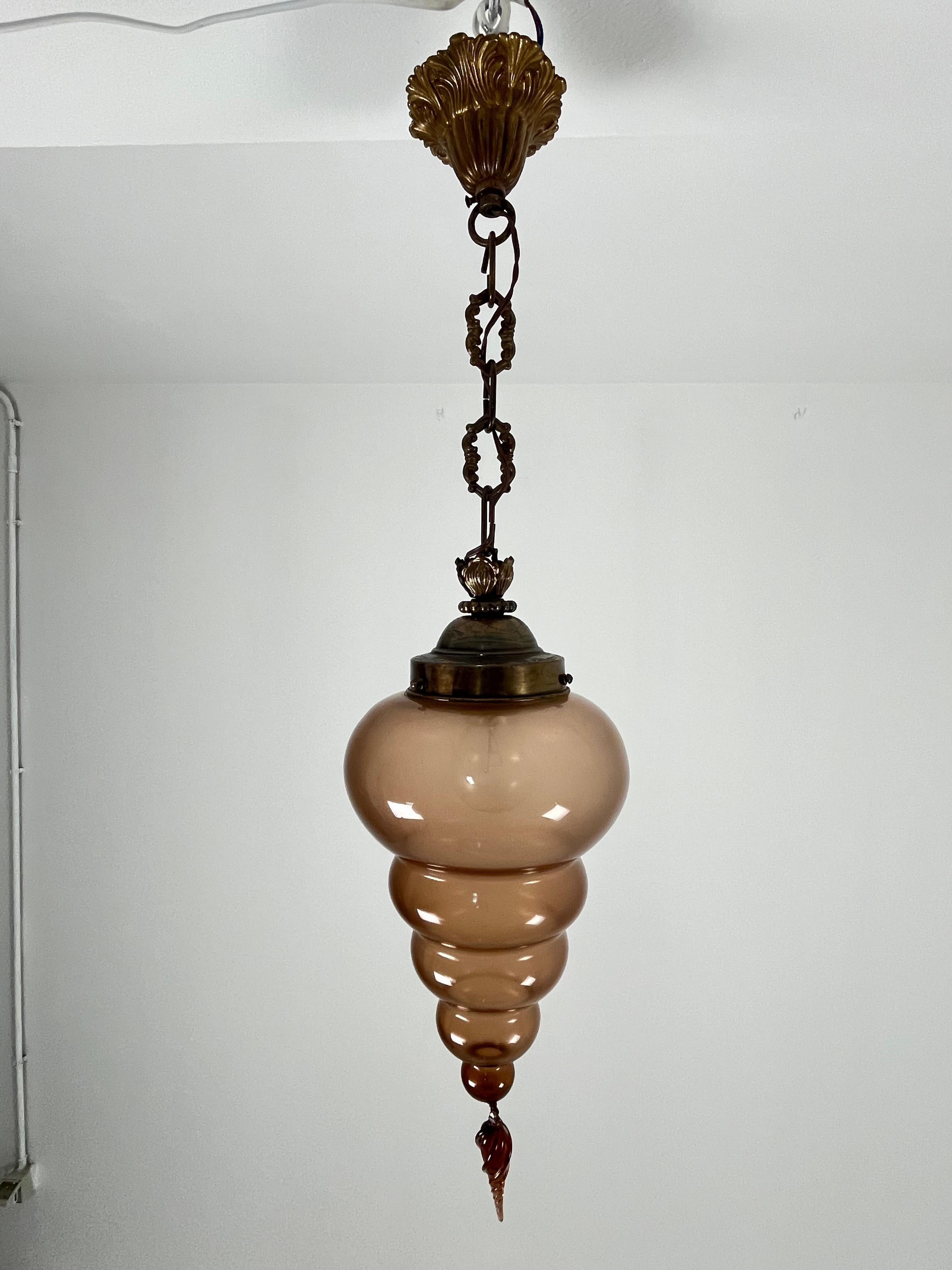 Metà XX secolo Lampada a sospensione in vetro di Murano, anni '40 in vendita