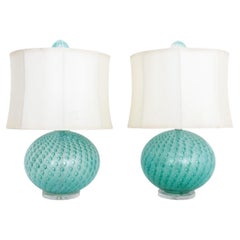 Venetian Murano Glass Table Lamps, Pair