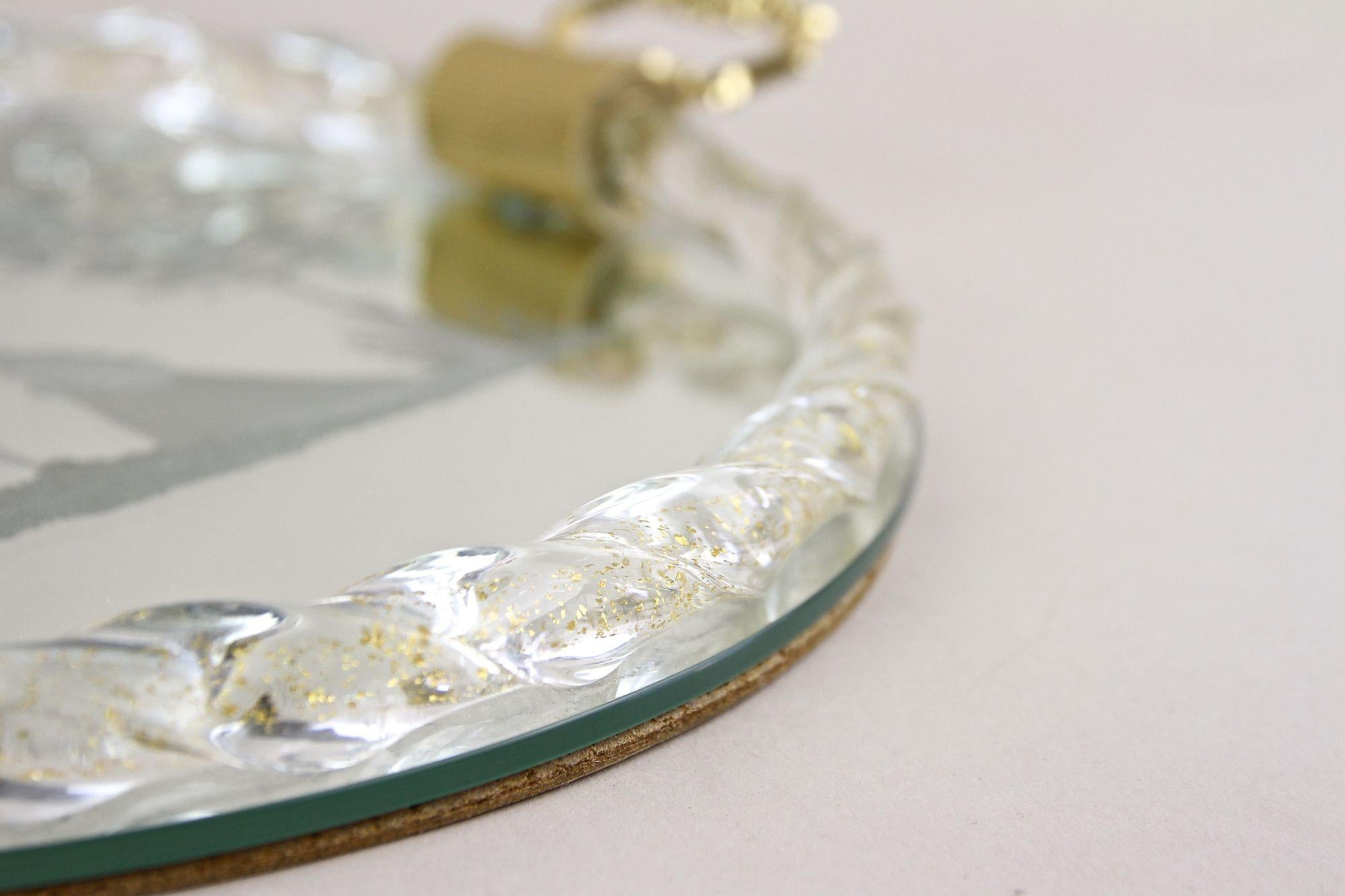 Bandeja/plato de cristal de Murano veneciano con grabados, escamas de oro de 24 quilates, IT ca. 1960 en venta 7