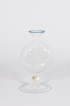 Venetian Murano Glass Vase with Floral Decorations and Submerged Gold, 1990s