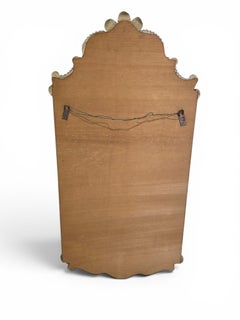 Venetian Murano Glass Wall Mirror with Floral Engraving and Amber Details, 20th