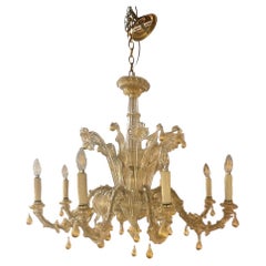 Venetian Murano Gold Dust 8 arm Chandelier