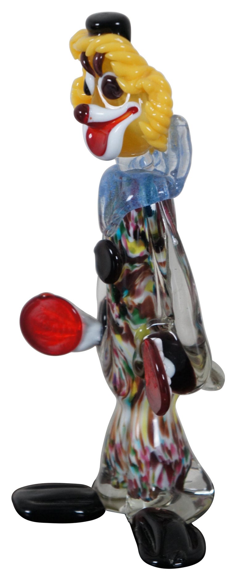 Murano Hand Blown Art Glass Circus Clown Figurine Sculpture