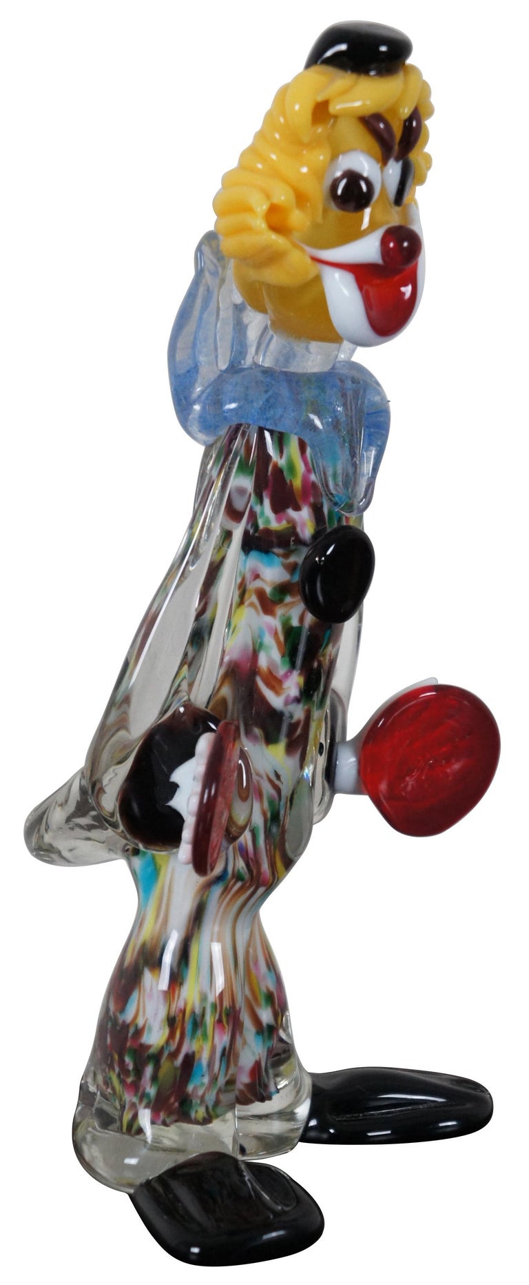 Murano Hand Blown Art Glass Circus Clown Figurine Sculpture