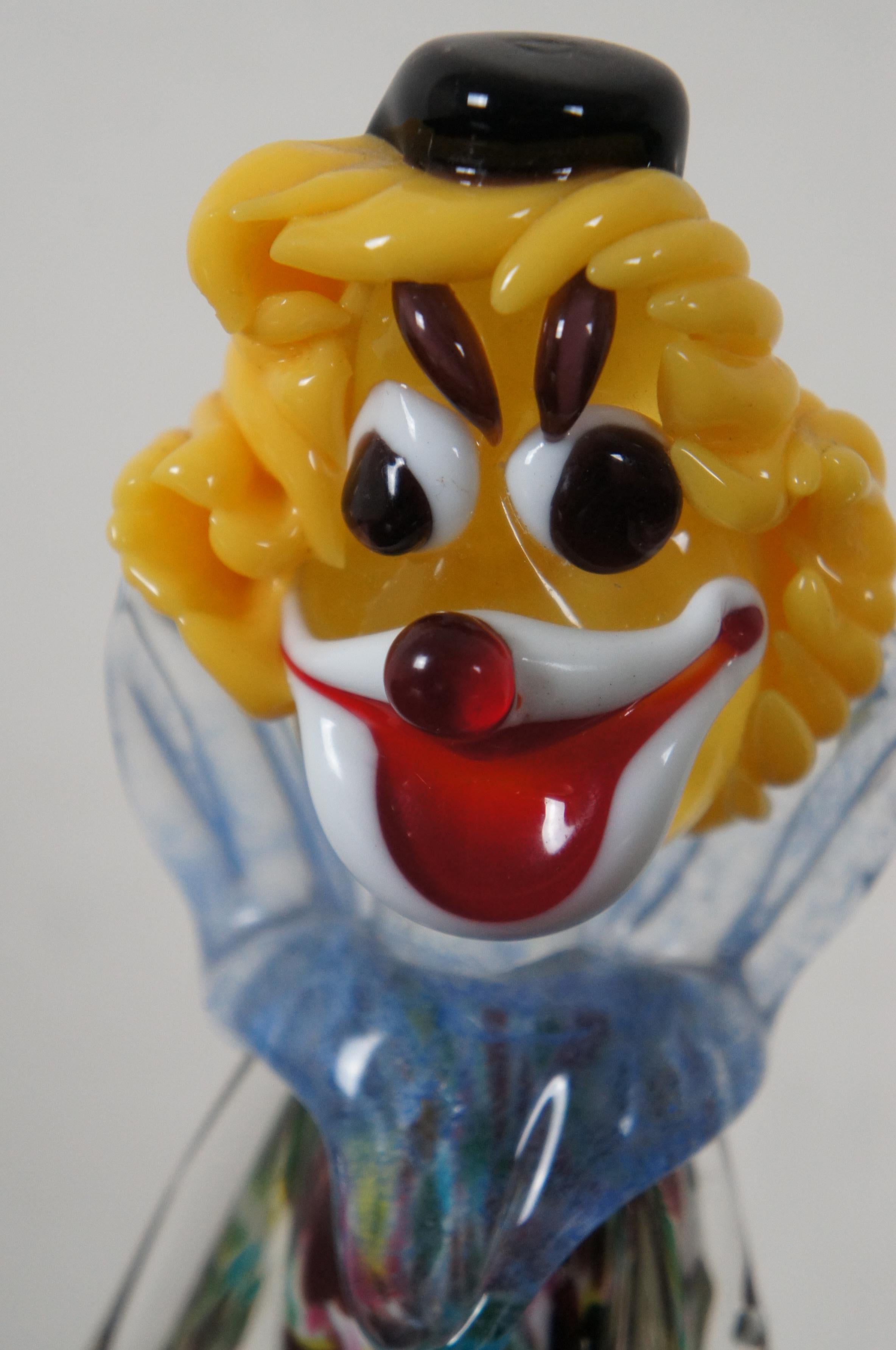 Murano Glass Venetian Murano Hand Blown Art Glass Circus Clown Figurine Sculpture, Italy