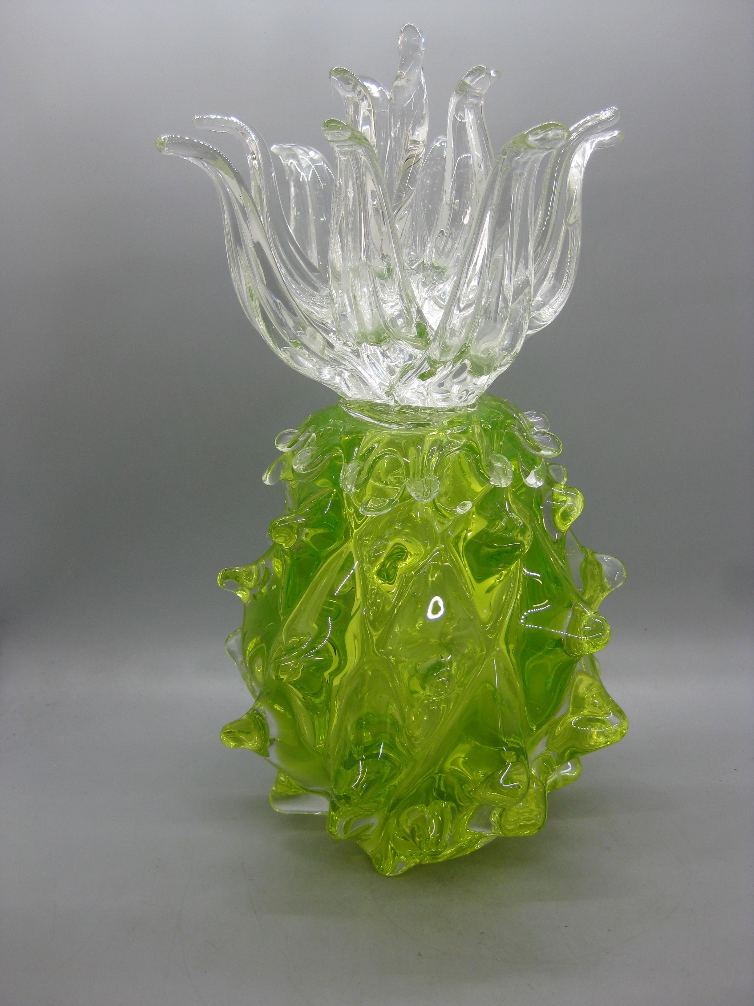 Venetian Murano Italian Uranium Art Glass Figural Pineapple 11