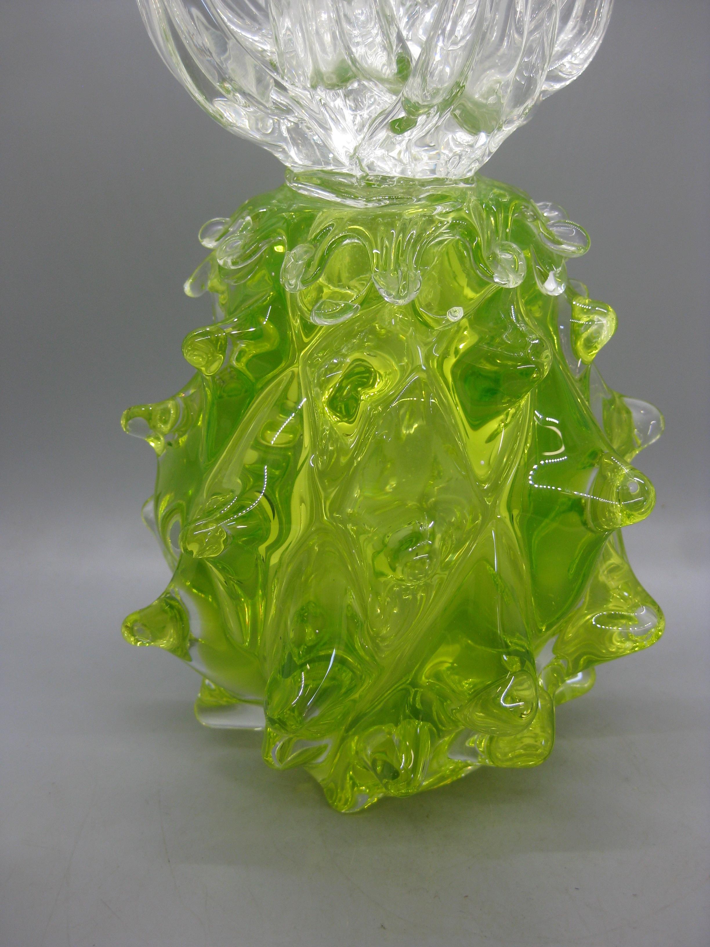 Venetian Murano Italian Uranium Art Glass Figural Pineapple 11