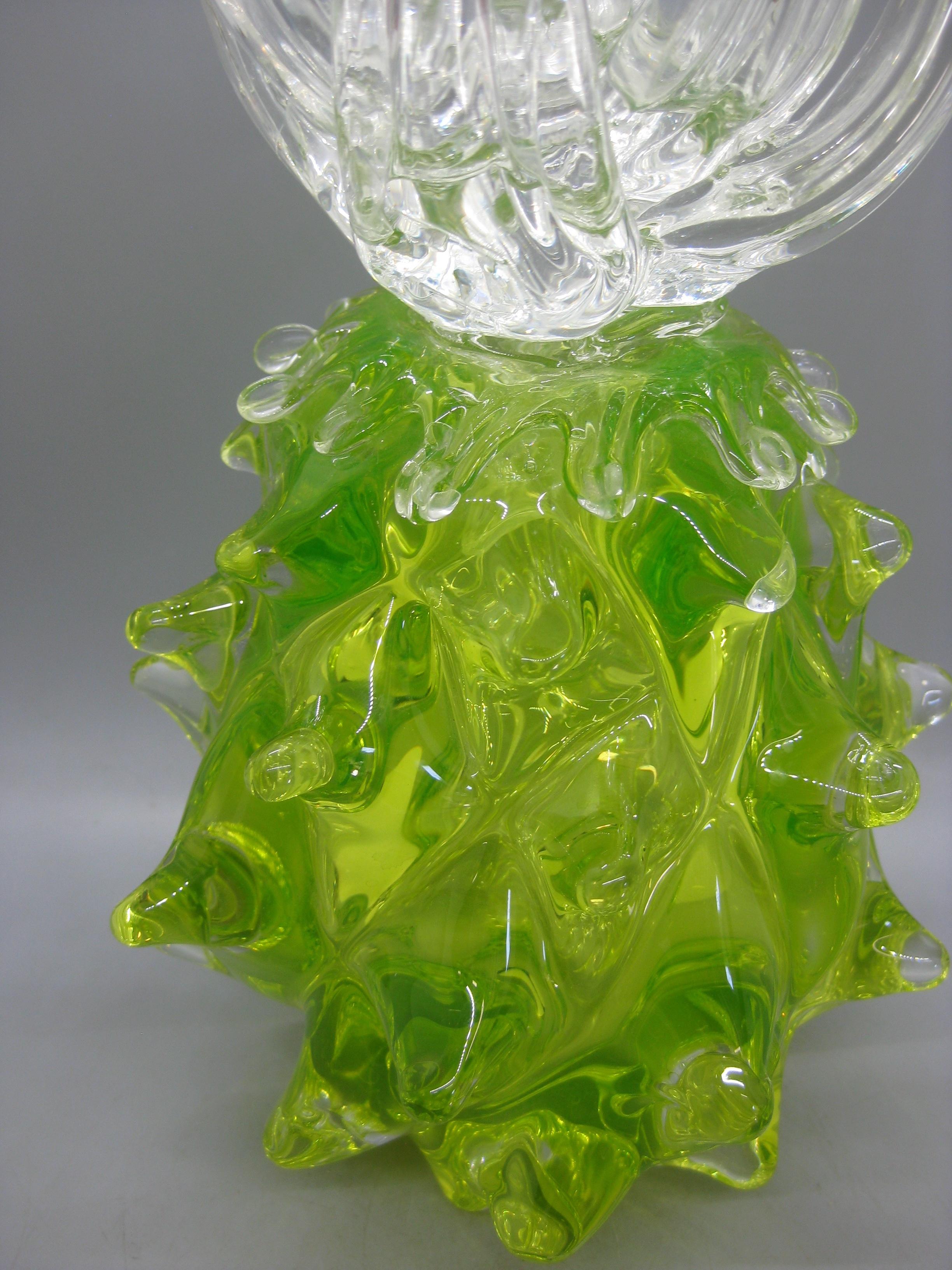 Venetian Murano Italian Uranium Art Glass Figural Pineapple 11