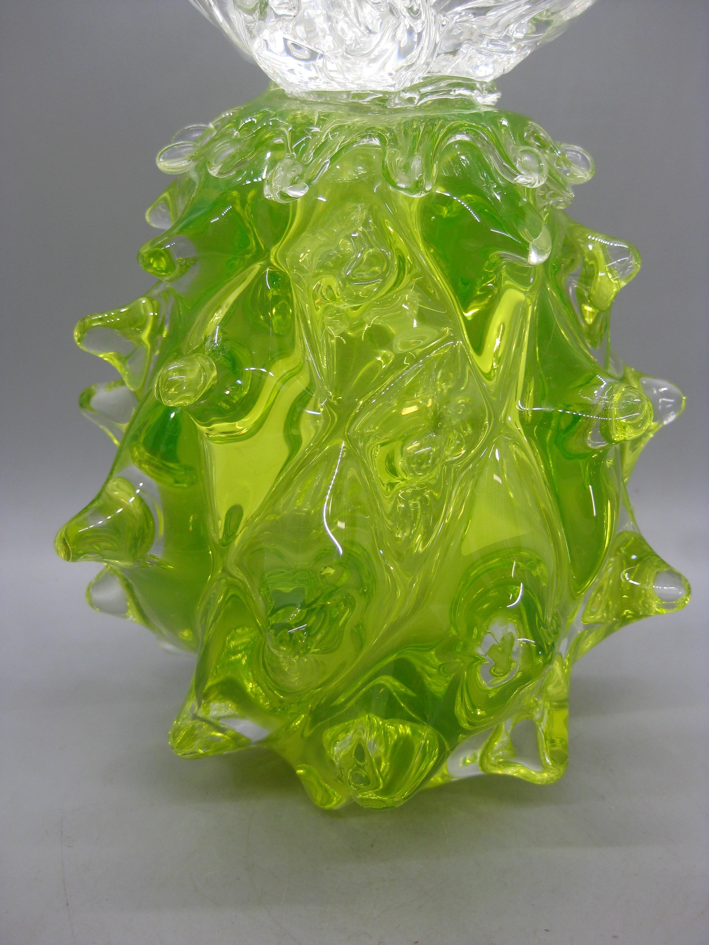 20th Century Venetian Murano Italian Uranium Art Glass Figural Pineapple 11