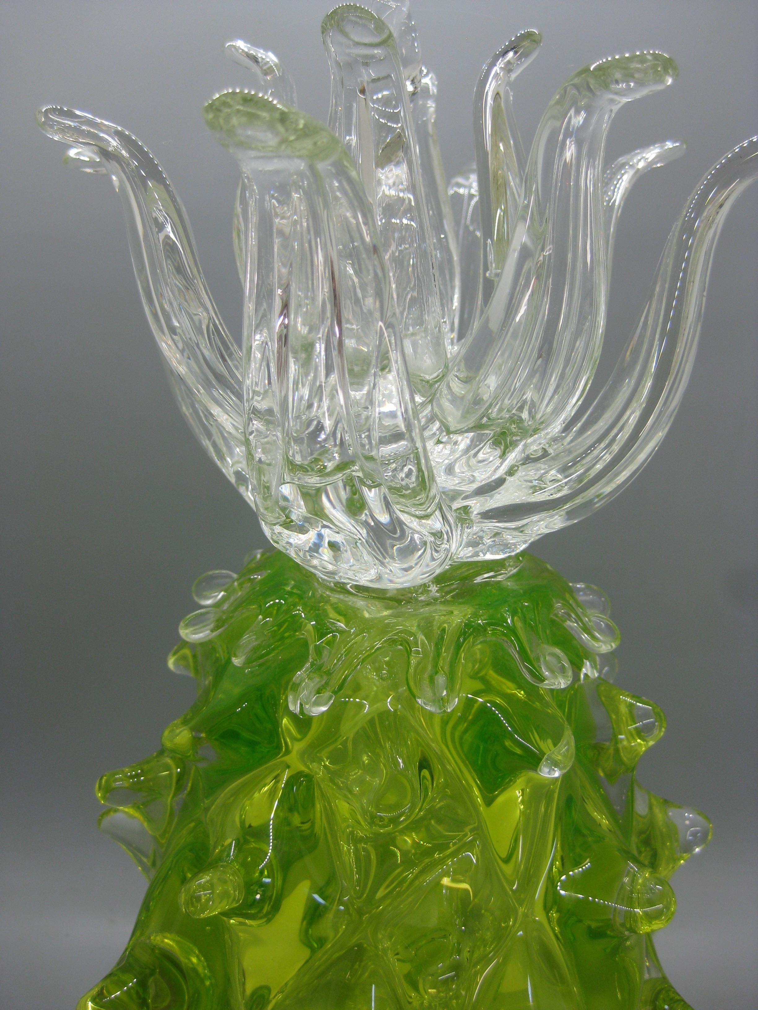 Venetian Murano Italian Uranium Art Glass Figural Pineapple 11