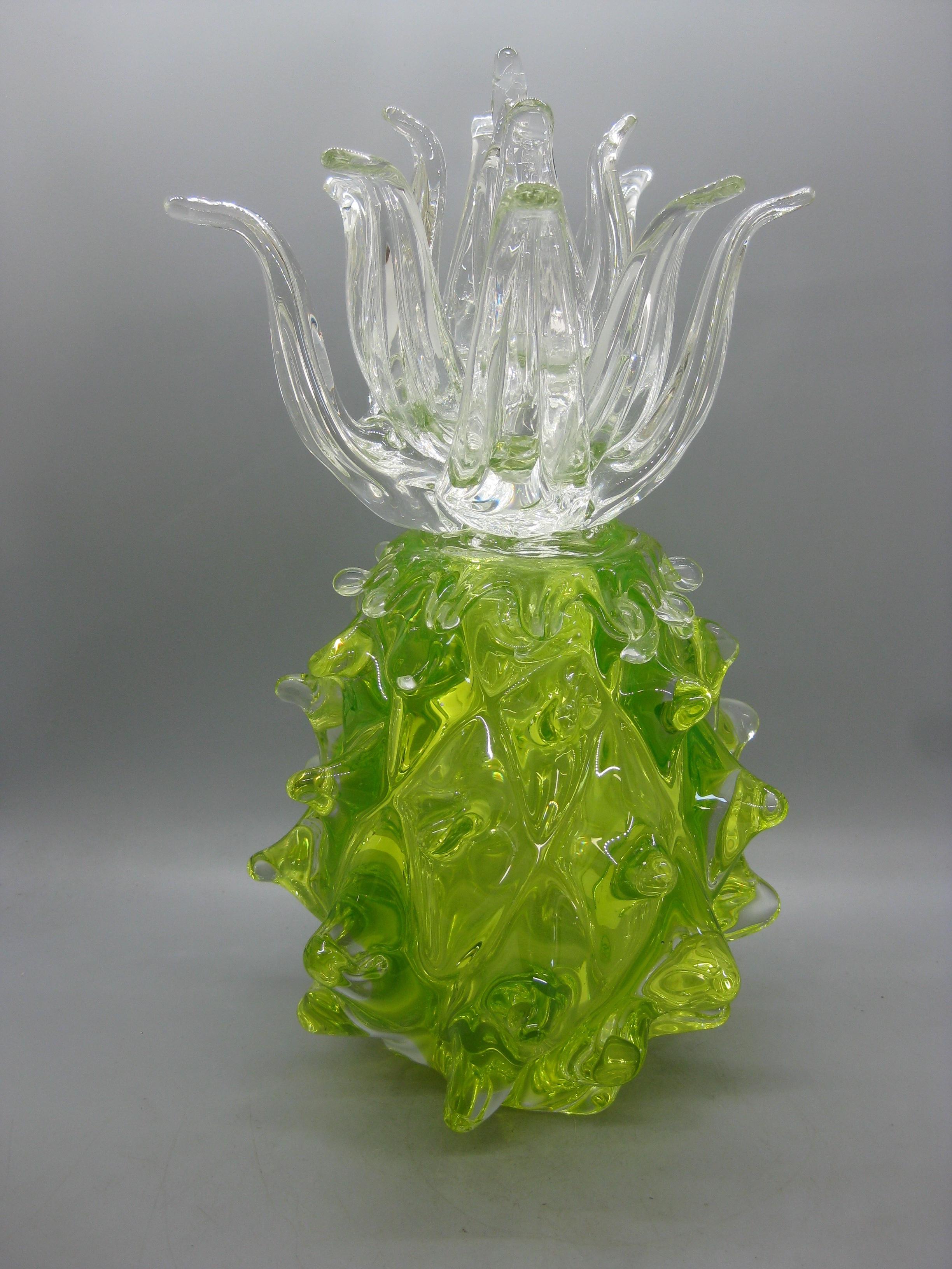 Venetian Murano Italian Uranium Art Glass Figural Pineapple 11