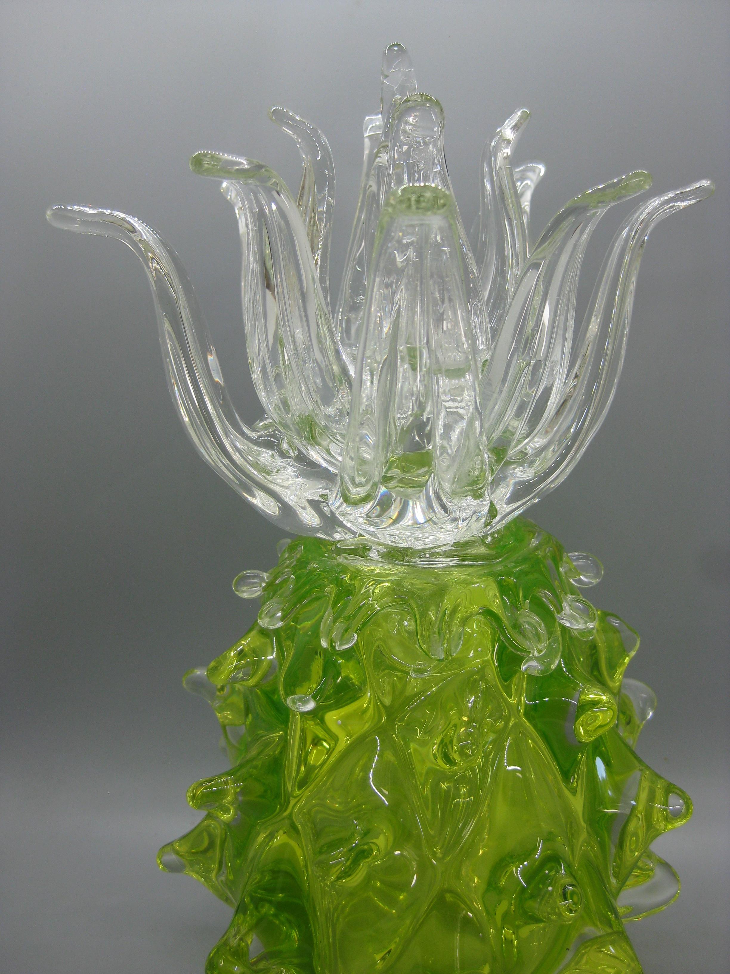Venetian Murano Italian Uranium Art Glass Figural Pineapple 11