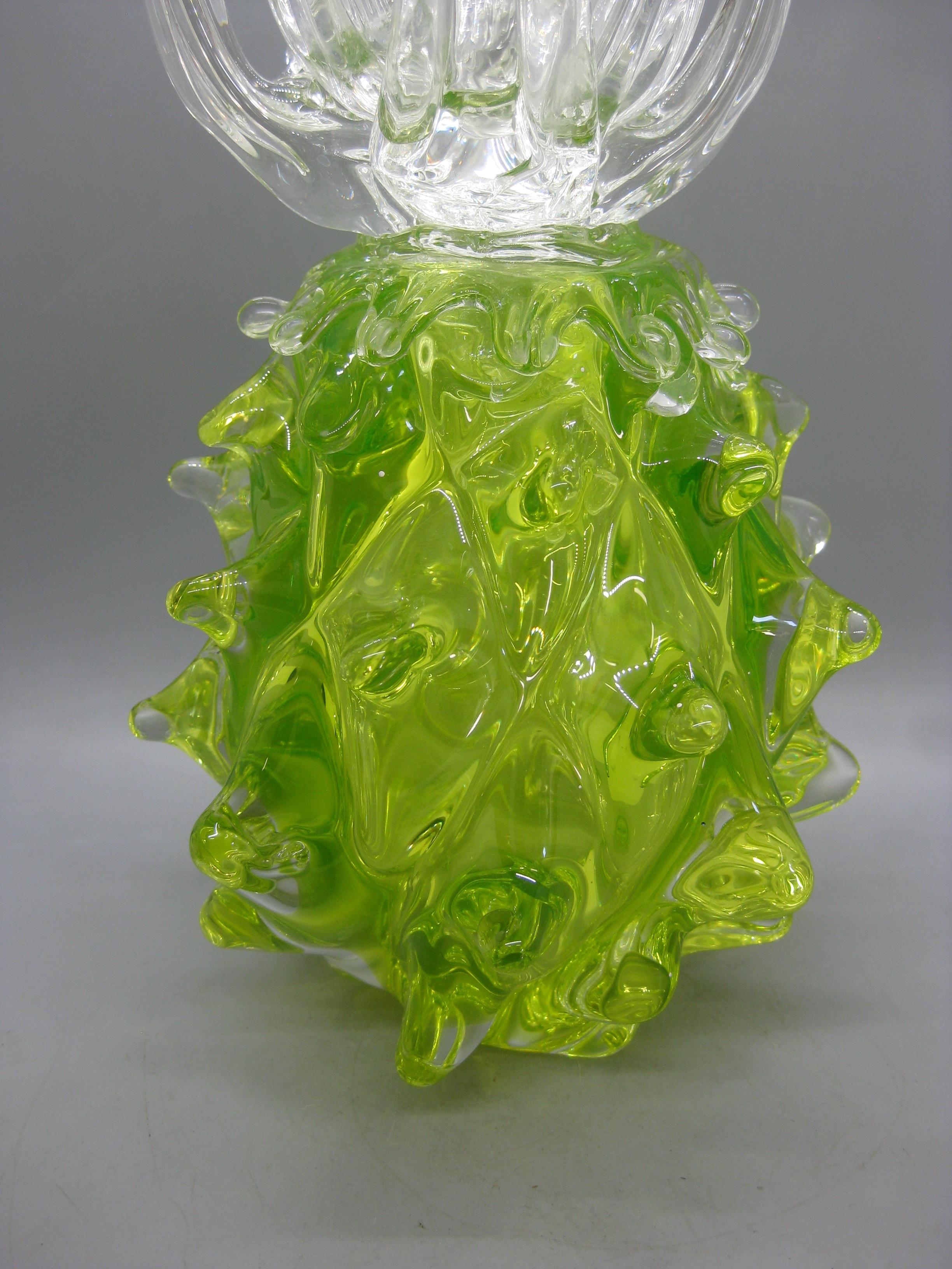 Venetian Murano Italian Uranium Art Glass Figural Pineapple 11