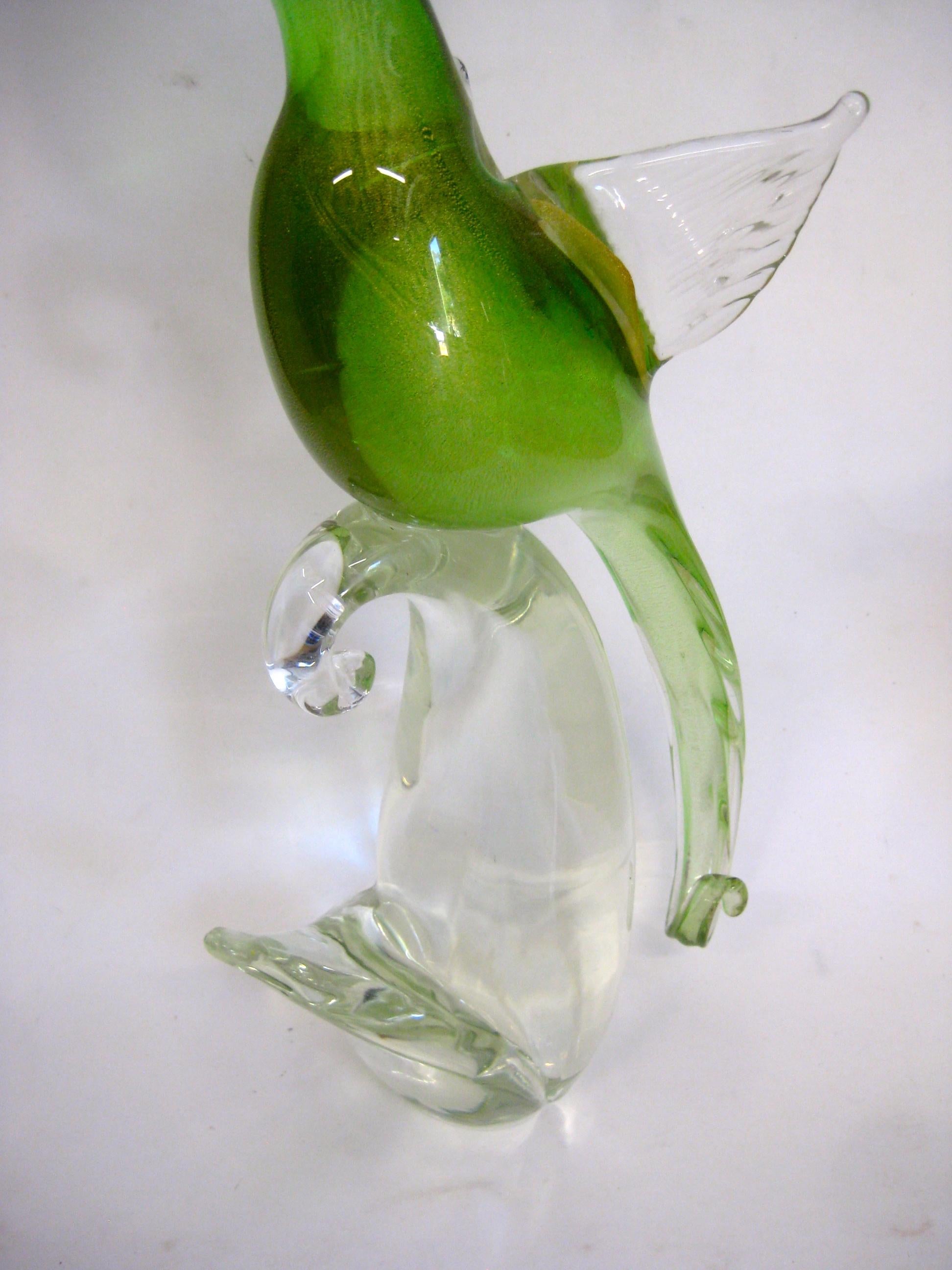 Italienische Sommeroso Vetri-Kunstglas-Vogelskulptur aus venezianischem Muranoglas, Oggetti Formia  (Handgefertigt) im Angebot