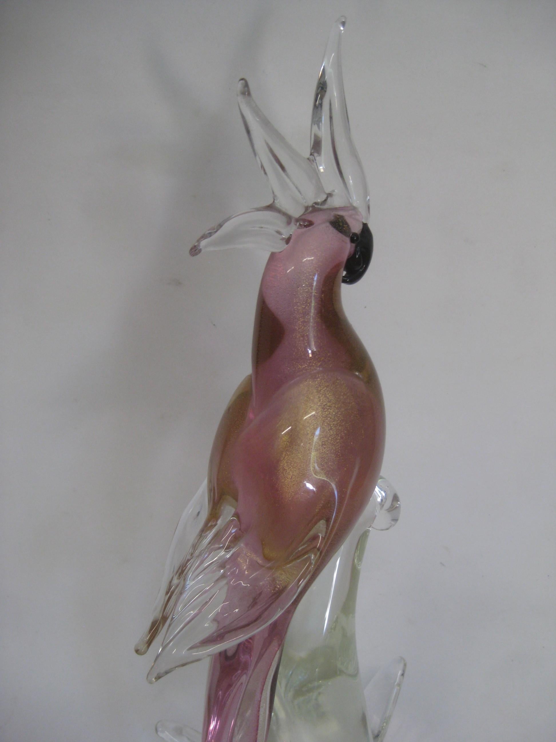 Venetian Murano Oggetti Italian Sommeroso Art Glass Cockatoo Bird Sculpture 4