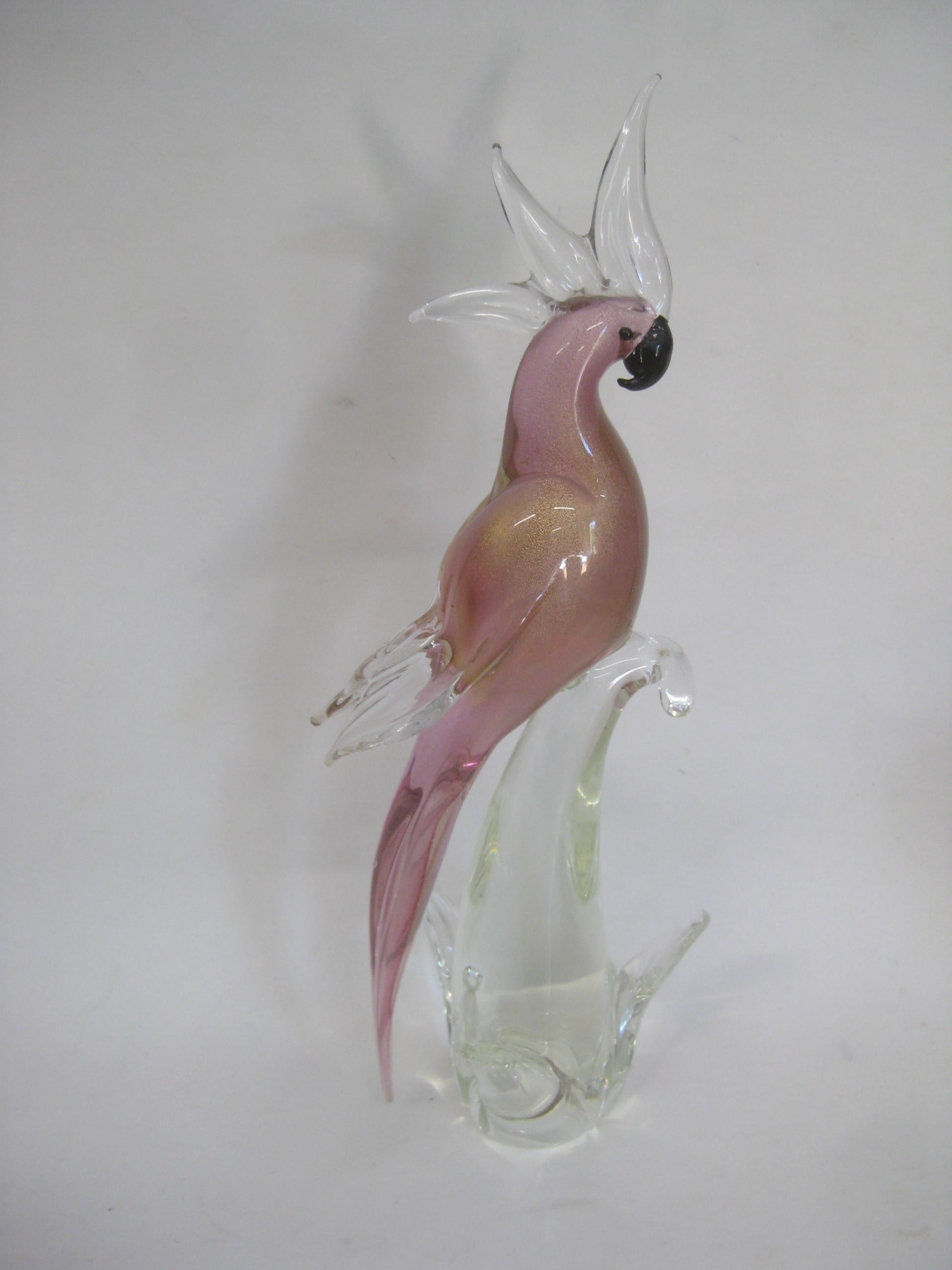 Venetian Murano Oggetti Italian Sommeroso Art Glass Cockatoo Bird Sculpture 5