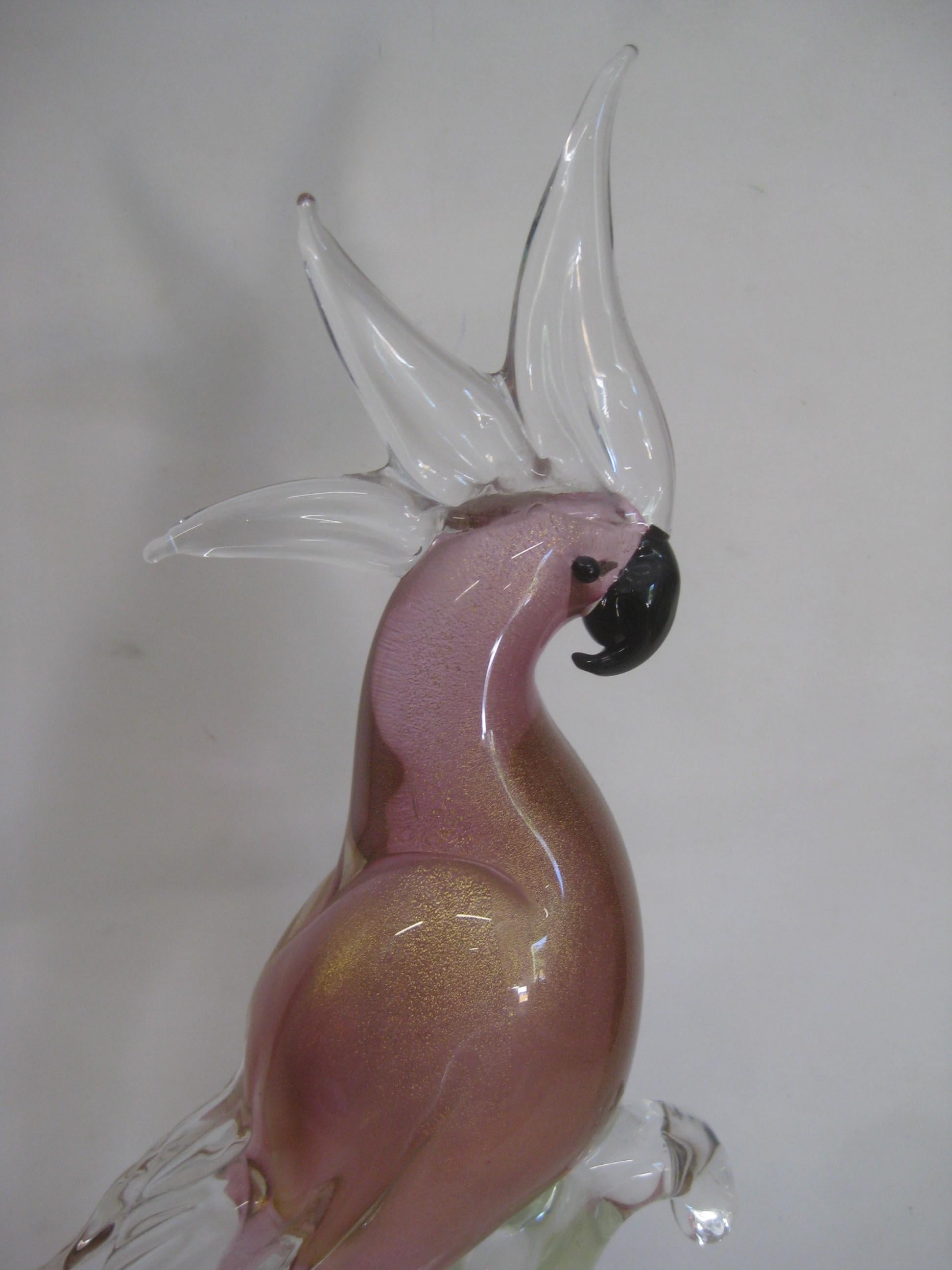 Venetian Murano Oggetti Italian Sommeroso Art Glass Cockatoo Bird Sculpture 6