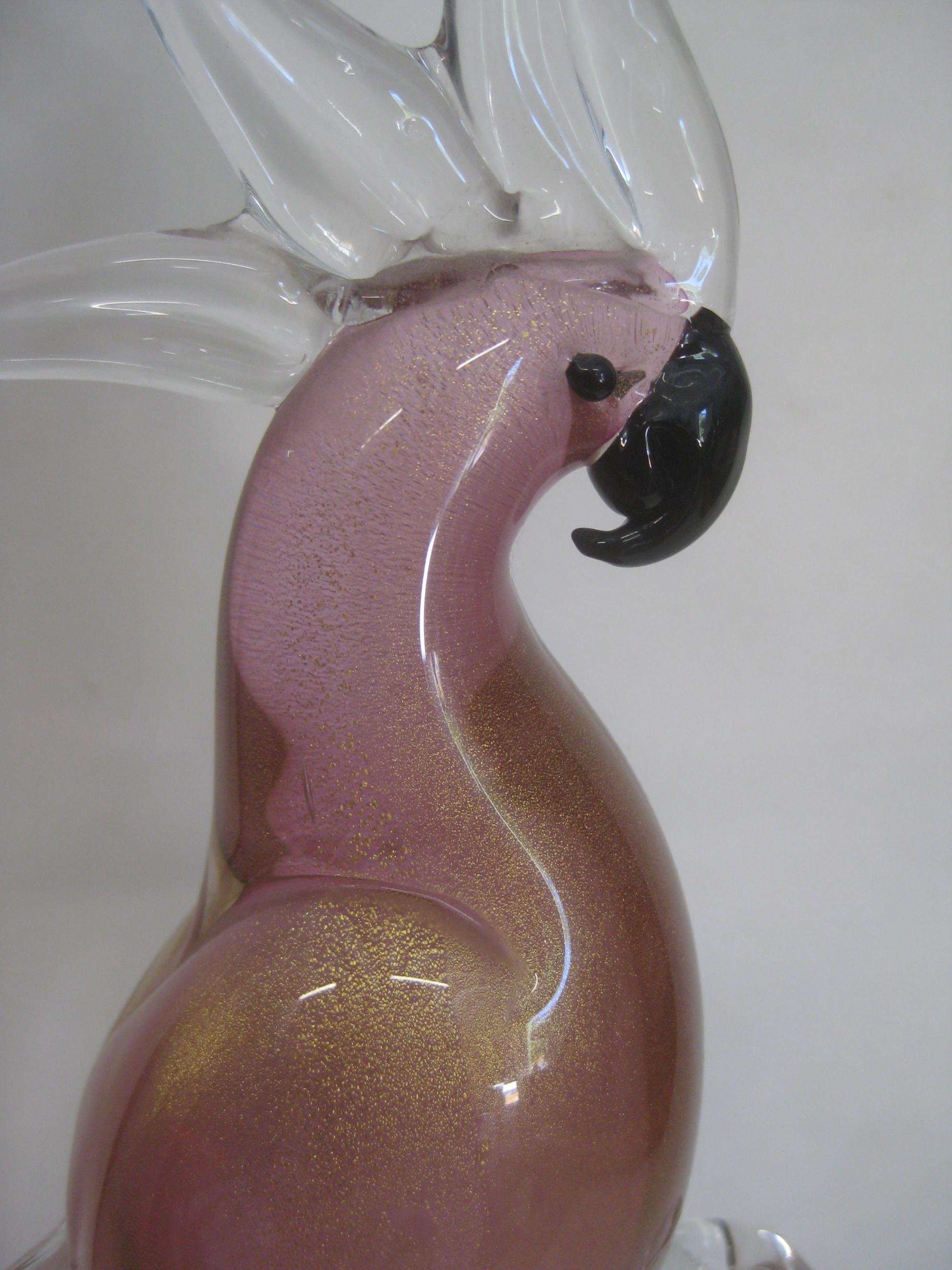 Venetian Murano Oggetti Italian Sommeroso Art Glass Cockatoo Bird Sculpture 7