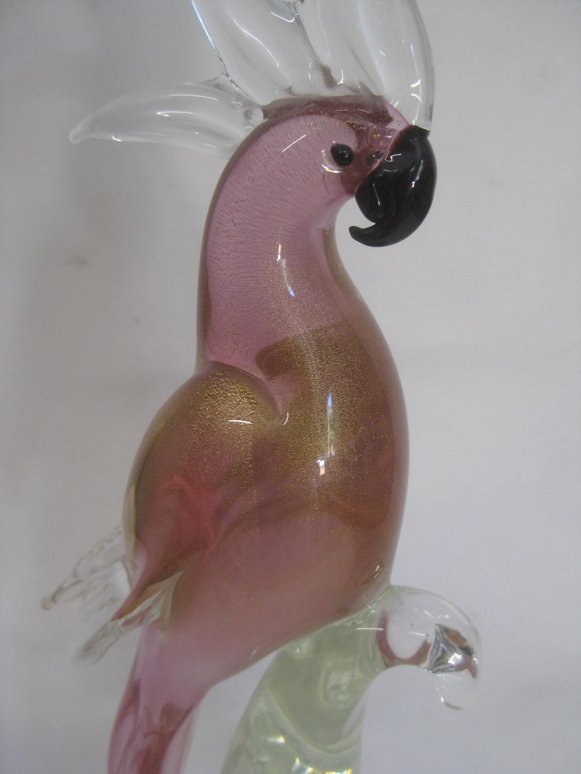 Venetian Murano Oggetti Italian Sommeroso Art Glass Cockatoo Bird Sculpture 10