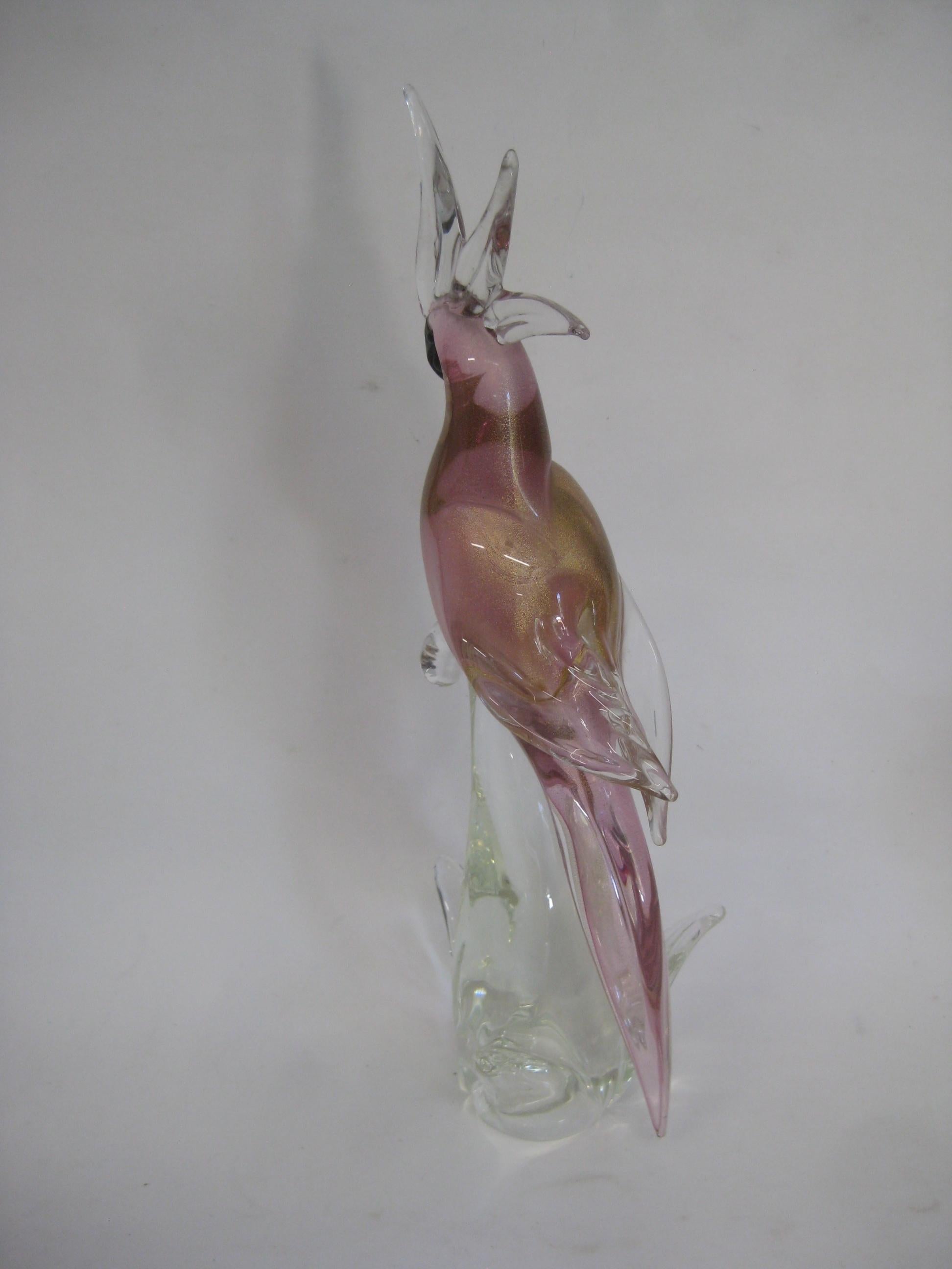 Venetian Murano Oggetti Italian Sommeroso Art Glass Cockatoo Bird Sculpture 2