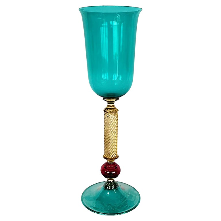 Murano signed Italian Vintage Hand Blown Glass Goblet