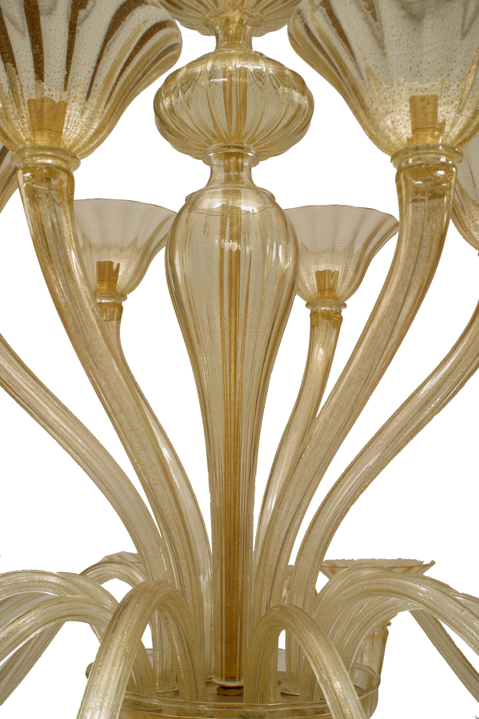 20th Century 2 Seguso Italian Venetian Murano Sommerso Gold Glass Chandelier