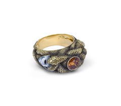 Venetian Myth Serpent Ring 18K Gold 1.02ct Fancy Deep Brownish Orange Diamond