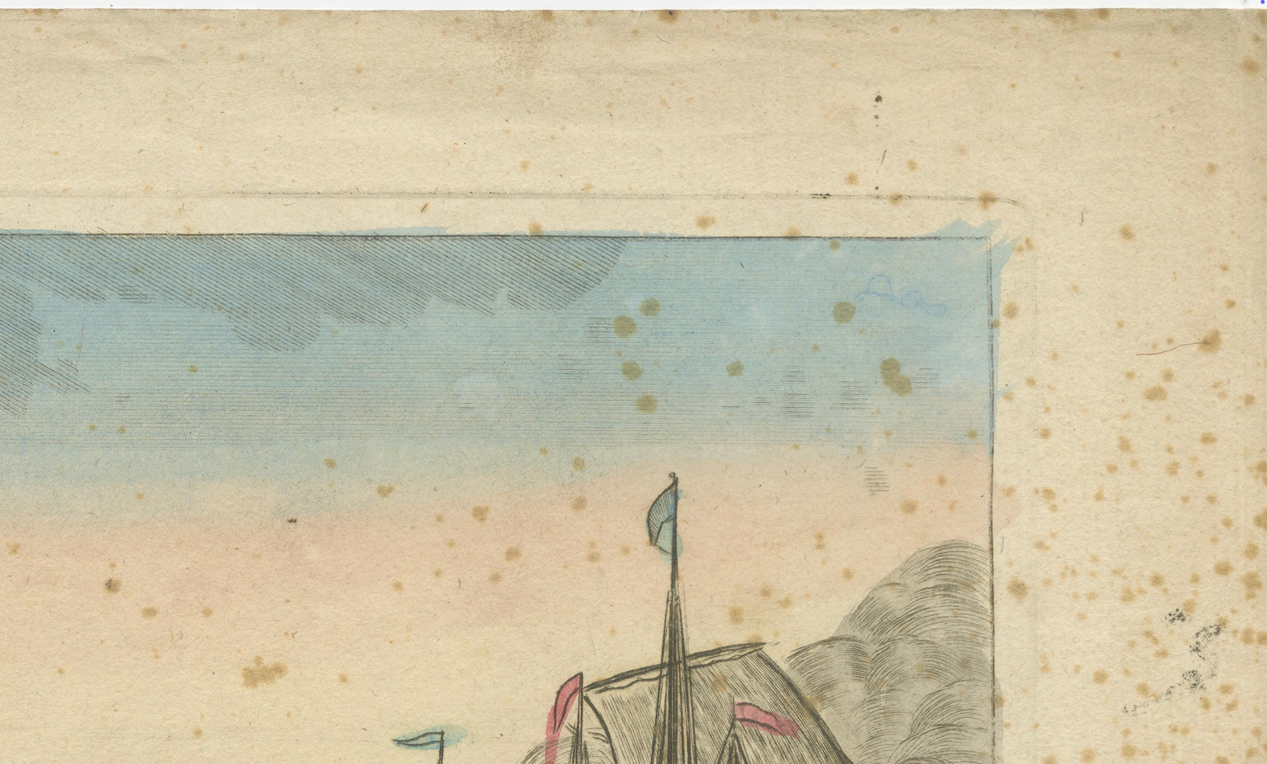 Venetian Naval Battle Print – Rare Optical Vue of Venice versus Turks, c.1770 For Sale 3