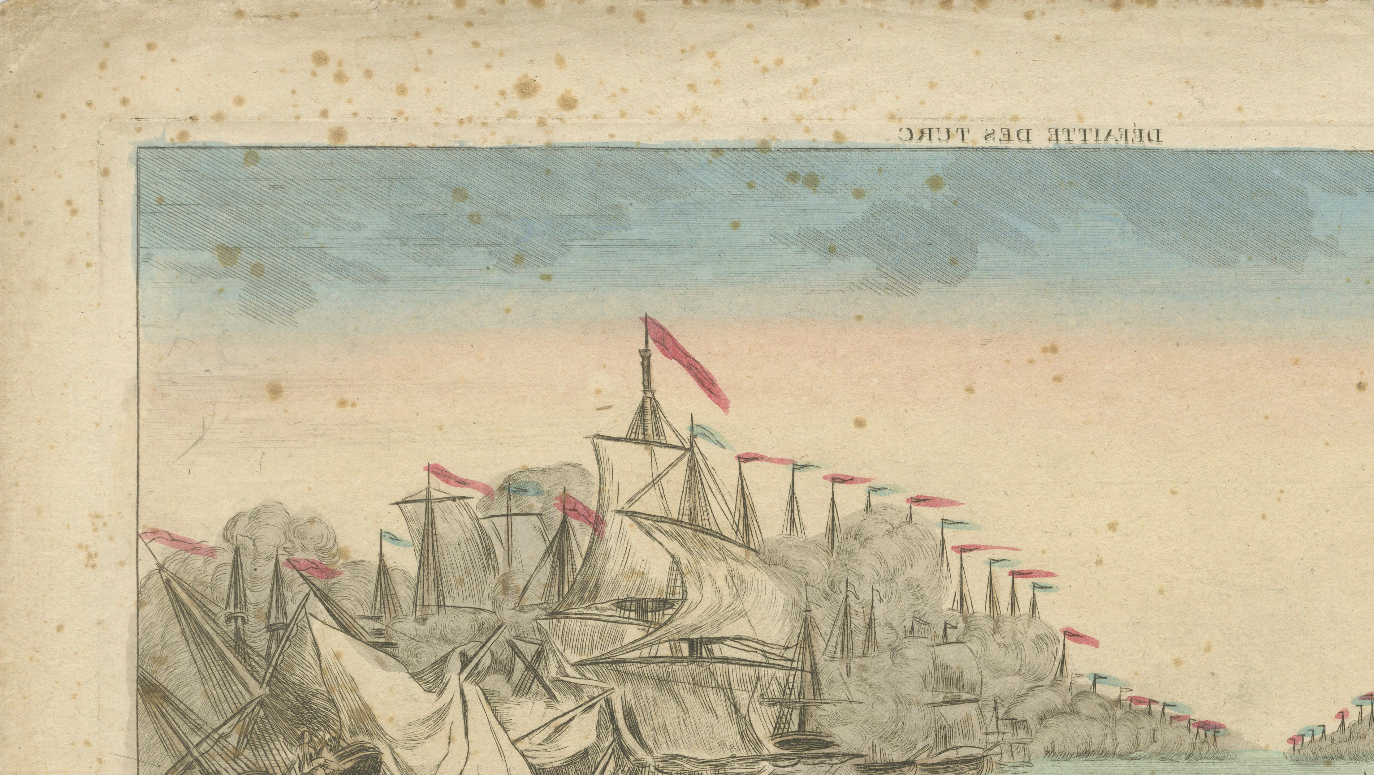 Venetian Naval Battle Print – Rare Optical Vue of Venice versus Turks, c.1770 For Sale 4