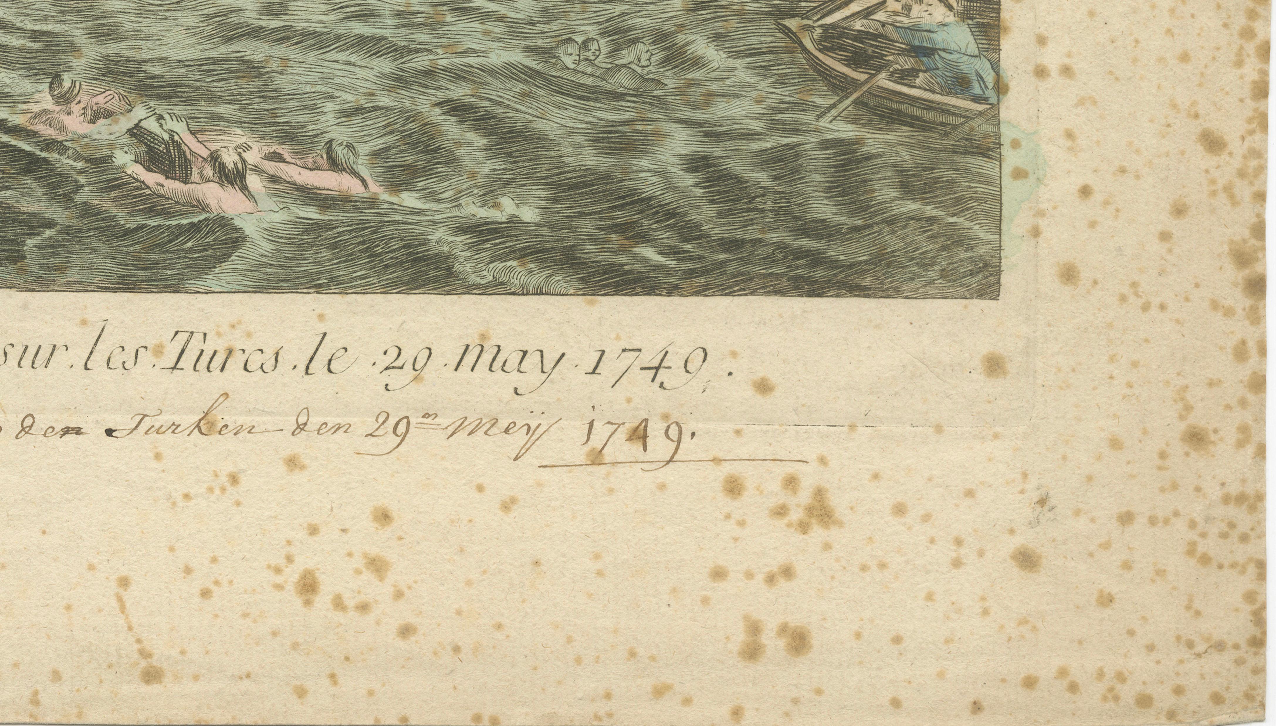 Venetian Naval Battle Print – Rare Optical Vue of Venice versus Turks, c.1770 For Sale 2