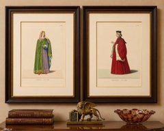 Venetian Nobleman and Noblewoman Costume Prints, Camille Bonnard, 1845