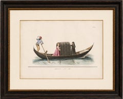 Venetian Noblewoman and Nun in Gondola, Medieval Costume Plate, 1845