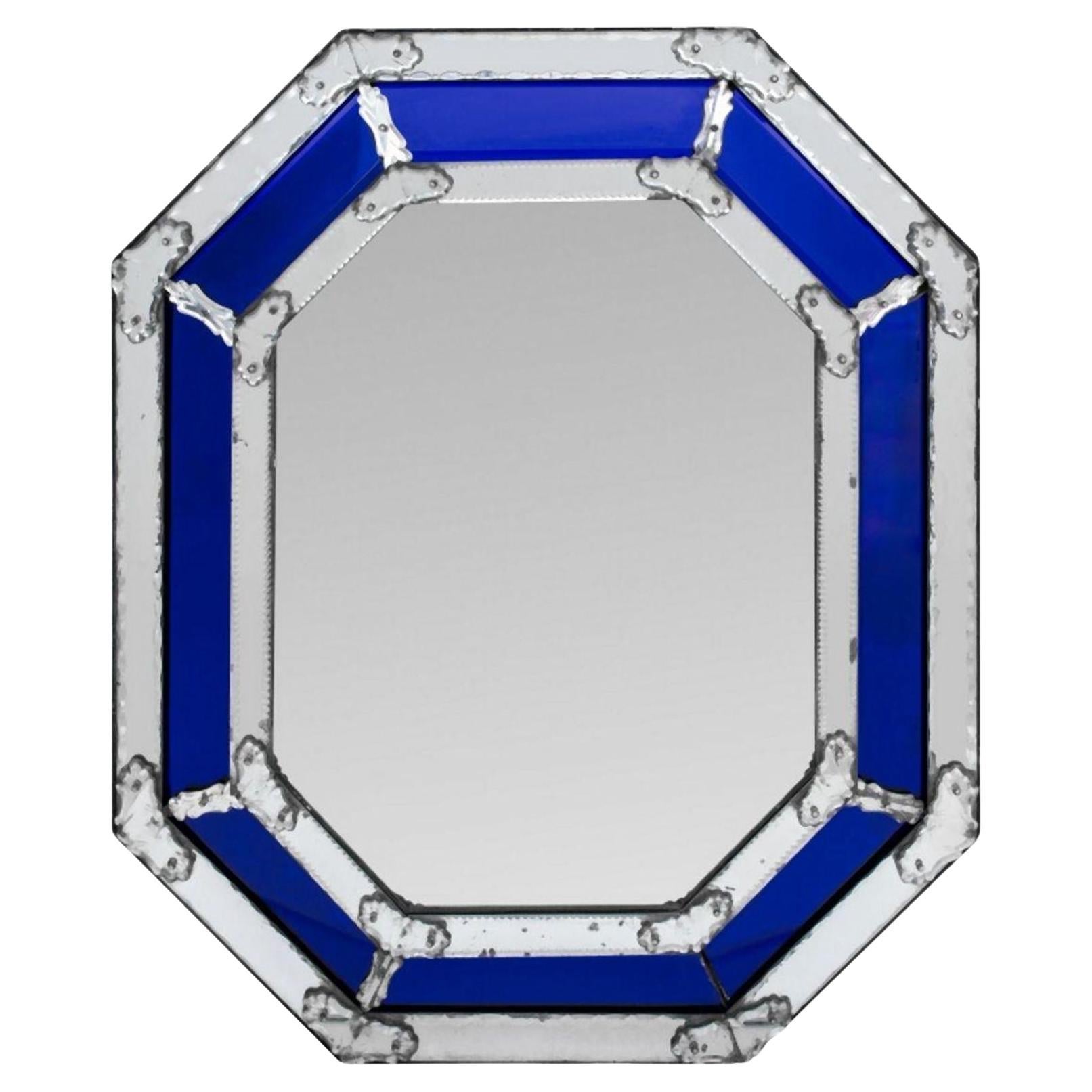 Venetian Octagonal Cobalt Blue Mirror, c. 1960's