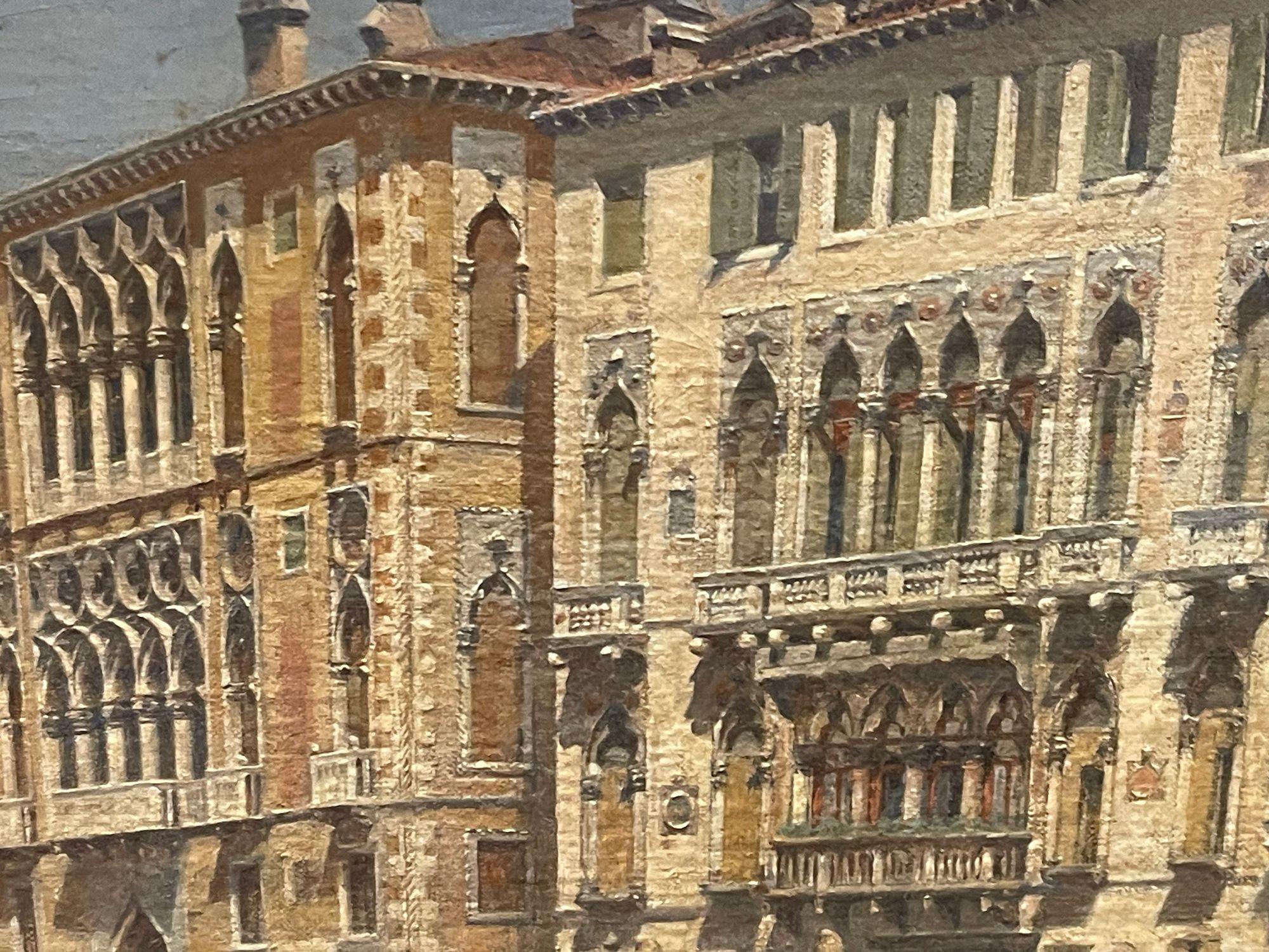 Hand-Painted Venetian oil on canvas painting by; E. Perez Senet, 19th Century For Sale