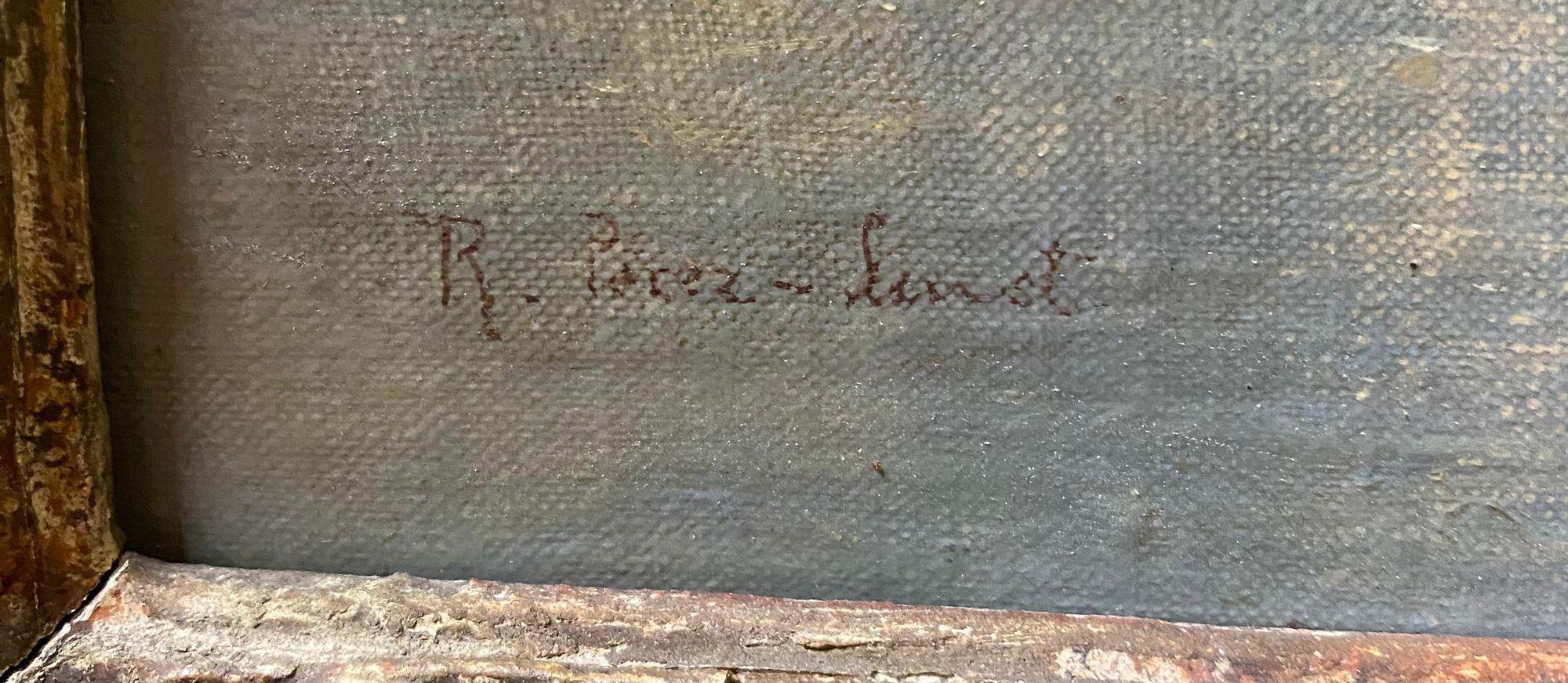 Venetian oil on canvas painting by; E. Perez Senet, 19th Century In Good Condition For Sale In Brighton, Sussex