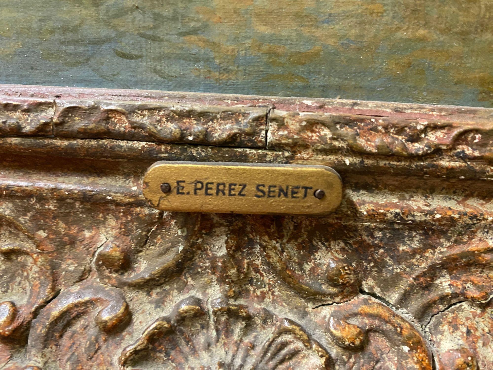 Canvas Venetian oil on canvas painting by; E. Perez Senet, 19th Century For Sale