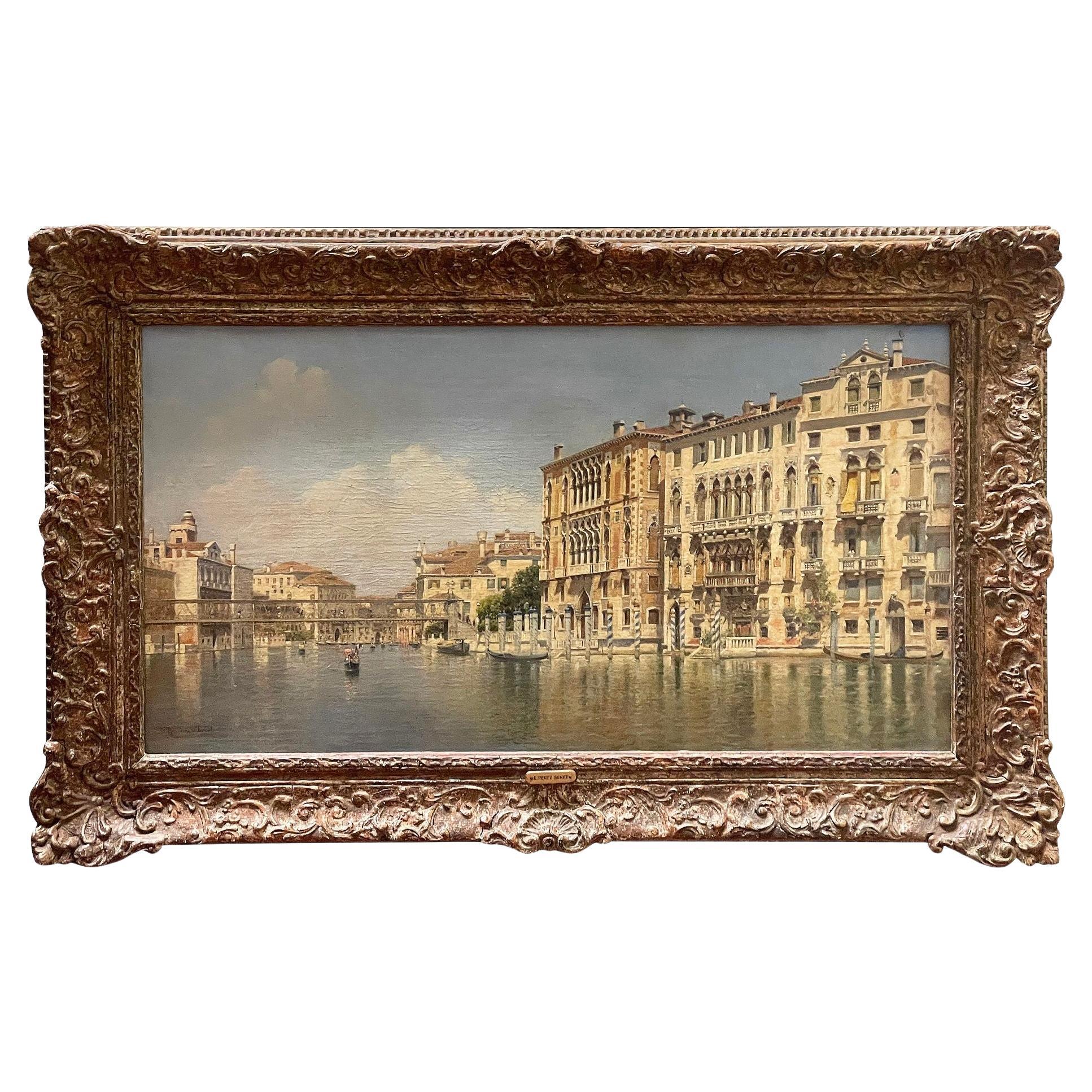 Venetian oil on canvas painting by; E. Perez Senet, 19th Century For Sale