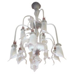 Venetian Opaline and Pink Chandelier by Galliano Ferro, Italy 1950's.