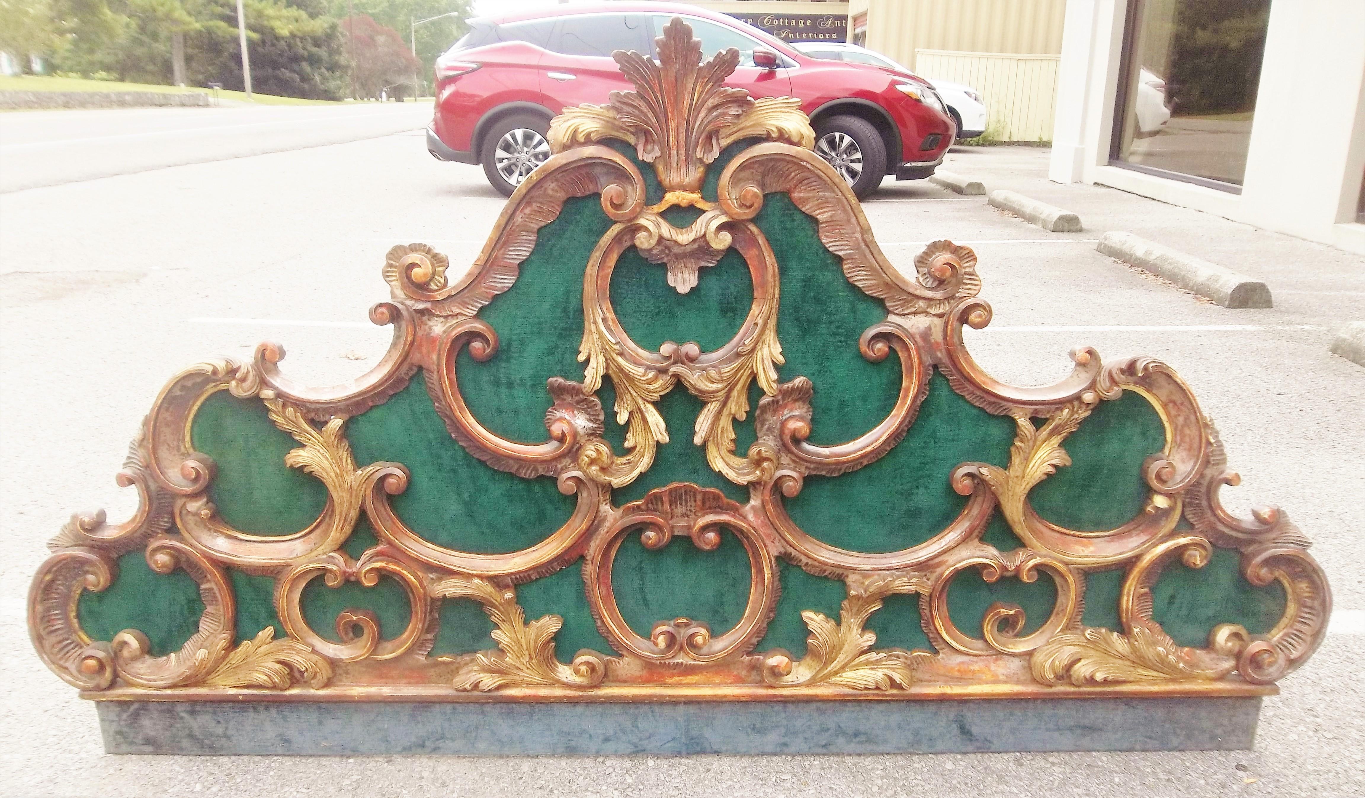 Venetian or Italian Giltwood Robustly Carved Headboard in Rococo Style 10