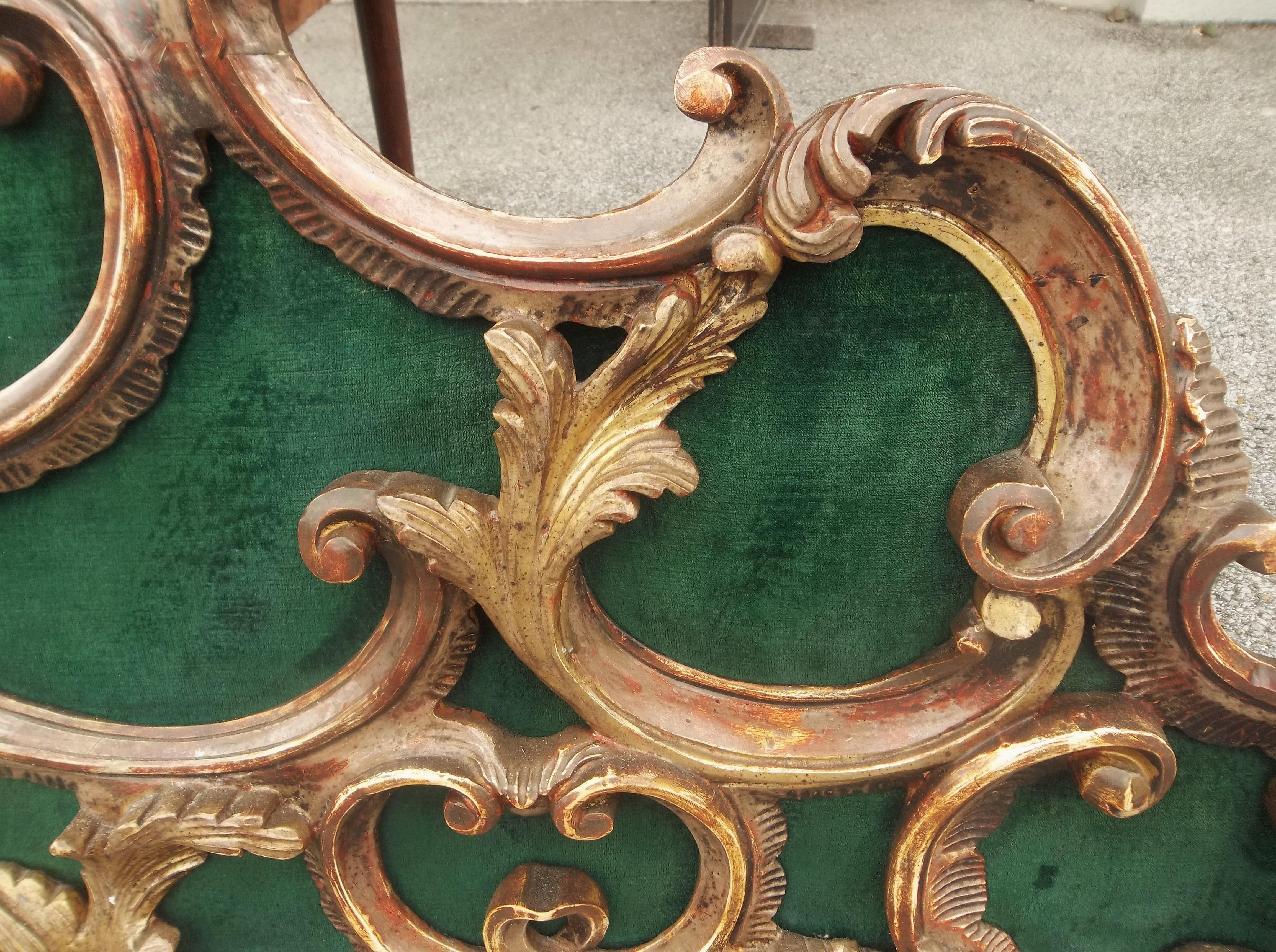 20th Century Venetian or Italian Giltwood Robustly Carved Headboard in Rococo Style