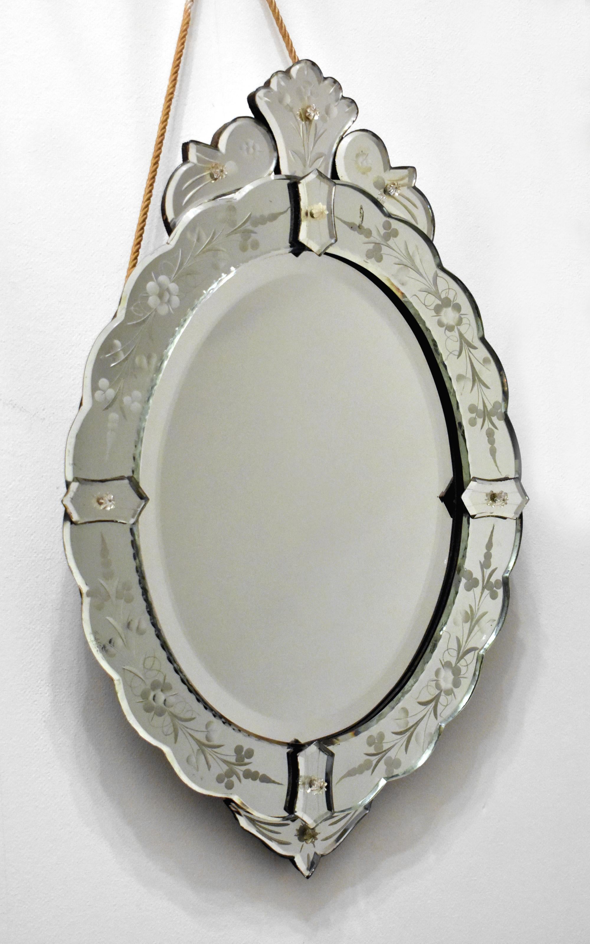Art Deco Venetian Oval Mirror